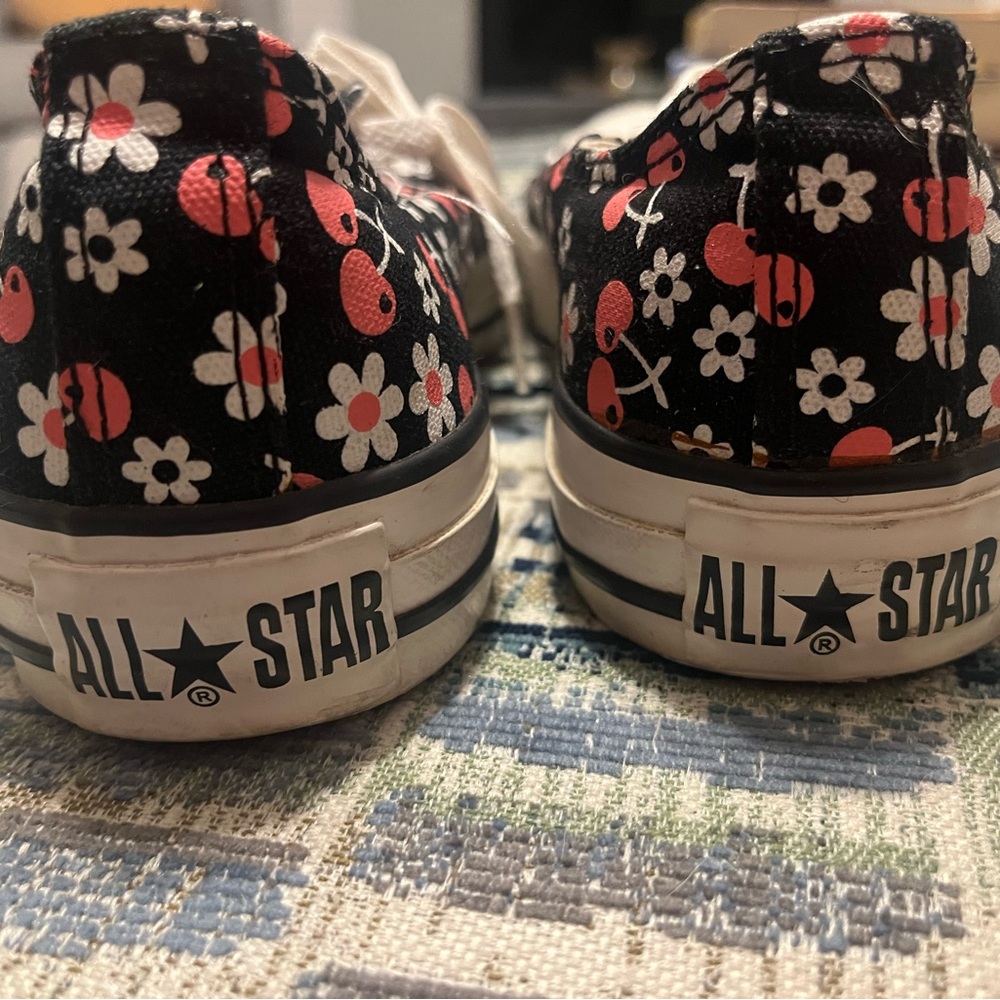 Converse Women’s ' Black Floral and Cherries Sneakers - Picture 6 of 8